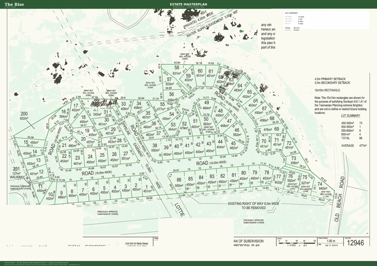 The Rise Estate Masterplan - 86 lots across two stages at Old Beach, Tasmania